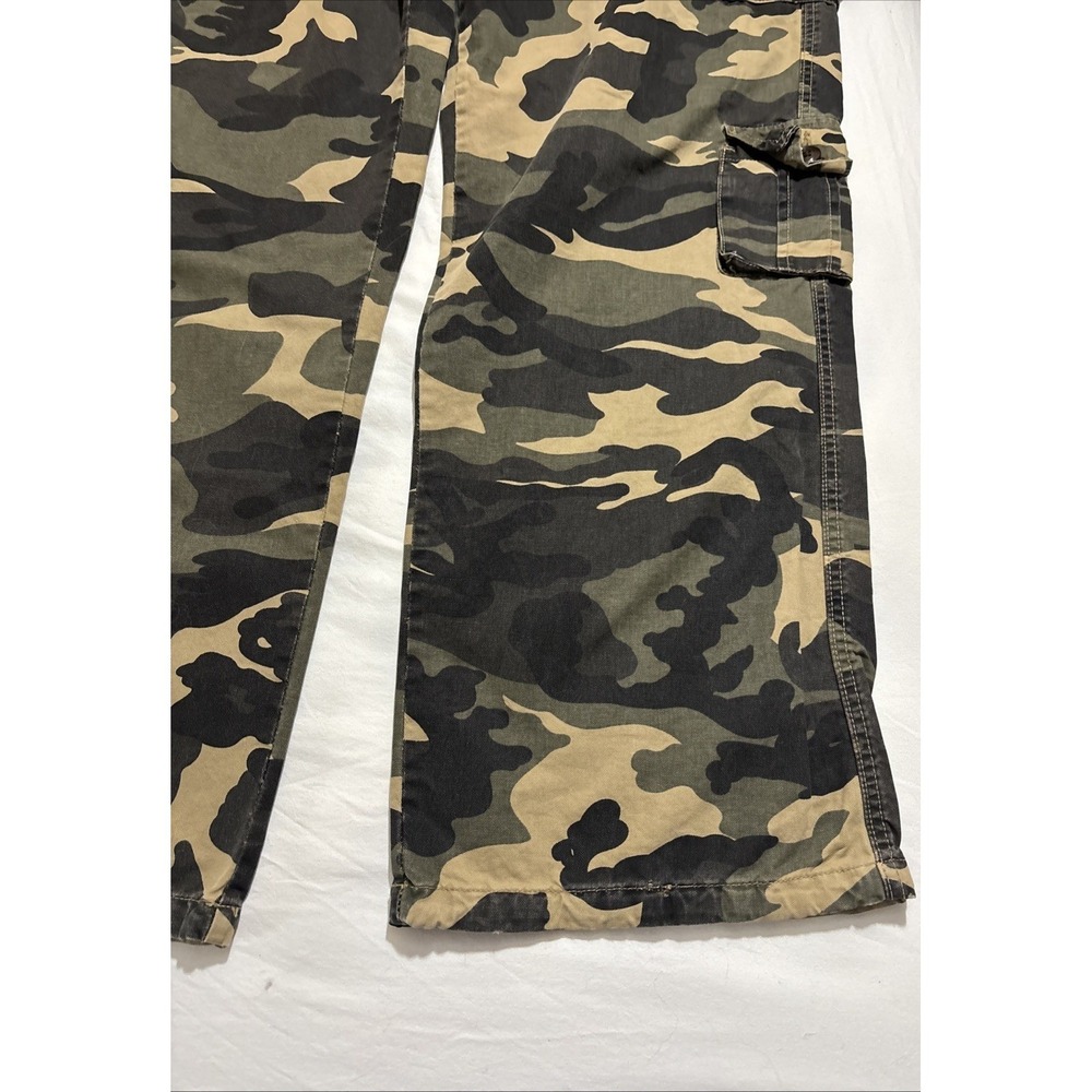 Mens Woodland Camo Cargo Pants Green Brown Tan Utility Multi Pocket Trousers - Picture 3 of 14
